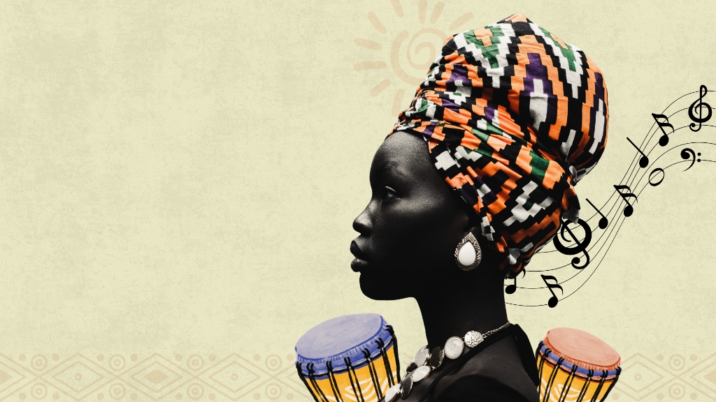 Mujer afro tradicional con tambores